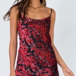 Princess Polly Merlot Mini Red/Black Floral Dress Size 10
